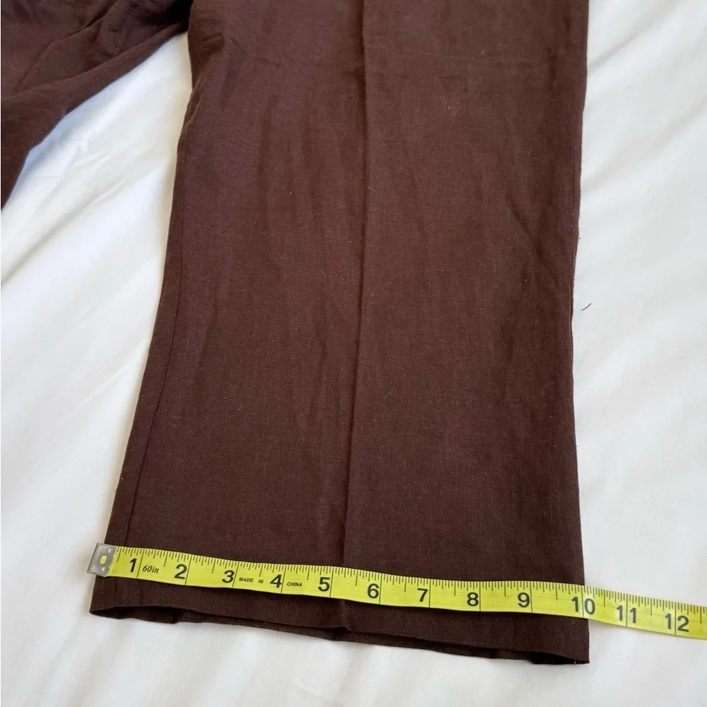 Vintage Sag Harbor Brown Linen Pants Size 16P – Relaxed Fit Capri/Ankle Length